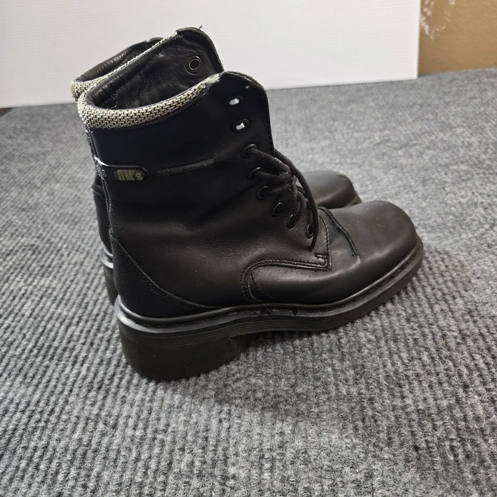 Dr Doc Martens Black Leather Cap Toe Combat‎ Boots Size 5 Made In England AW004
